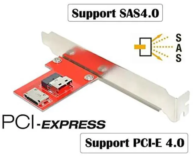 Alt view image 2 of 5 - Chenyang Slimline SAS SFF-8654 PCI-Express 4.0 to Oculink SFF-8611 SFF-8612 PCBA Female Adapter with Bracket
