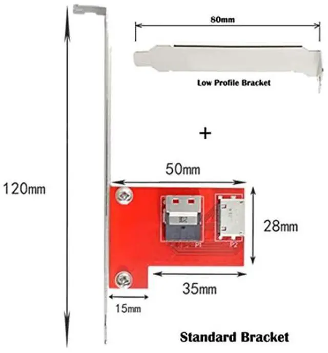Alt view image 4 of 5 - Chenyang Slimline SAS SFF-8654 PCI-Express 4.0 to Oculink SFF-8611 SFF-8612 PCBA Female Adapter with Bracket