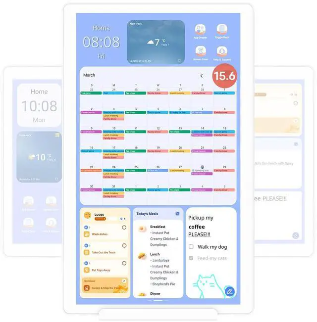 Main image of Cozyla 15.6'' Android Tablet Digital Calendar Wall Touch Screen Chore Chart to Do List Notepad Smart Electronic Calendar for Family Meal Planner Support All Google Play Apps w/Stand Wall Mount White