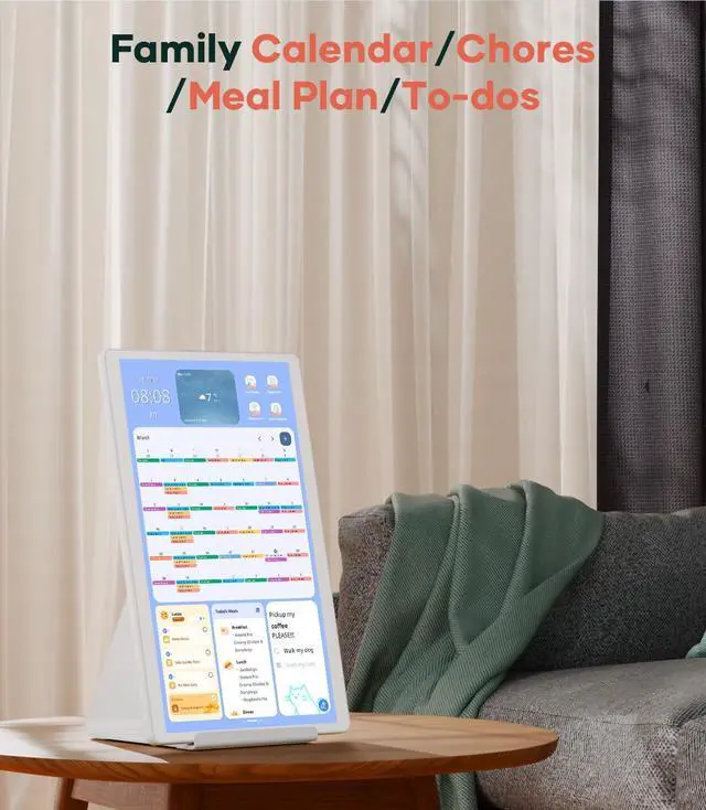 Alt view image 5 of 5 - Cozyla 15.6'' Android Tablet Digital Calendar Wall Touch Screen Chore Chart to Do List Notepad Smart Electronic Calendar for Family Meal Planner Support All Google Play Apps w/Stand Wall Mount White