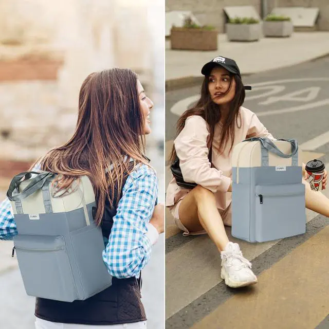 Alt view image 4 of 5 - CYUREAY Laptop Backpack for Women Fashion Travel Backpacks 15.6 Inch Laptop Bag with USB Port Teacher Nurse Vintage Daypacks for Work,Light Blue...