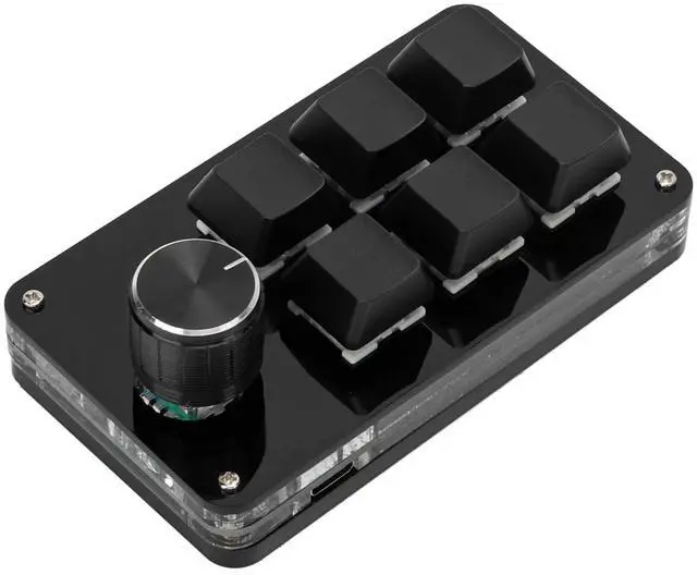 Main image of Mini, Mini,Macropad,Mini,One Handed Mechanical One Keyboard Multifunction 6 Key Keyboards Mini Gaming Keypad Shortcut Programmable with Knob Black Matte Glossy (All