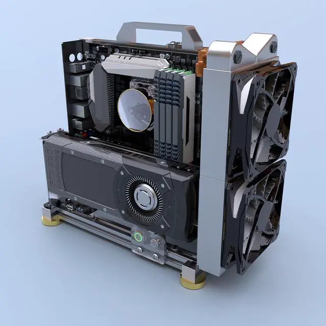 Main image of DIY Open Frame PC Chassis, Aluminum Computer Case, Supports MATX Motherboard, Excellent Cooling, Type-C Support