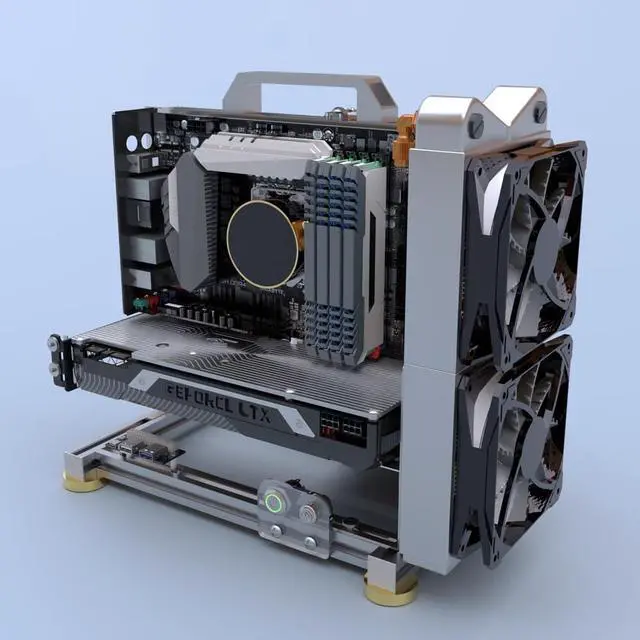 Alt view image 3 of 5 - DIY Open Frame PC Chassis, Aluminum Computer Case, Supports MATX Motherboard, Excellent Cooling, Type-C Support