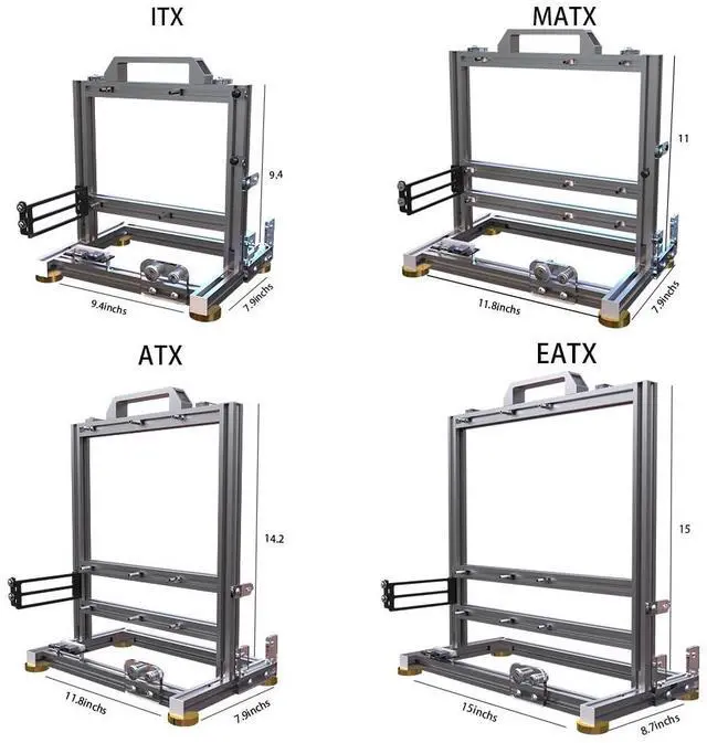 Alt view image 5 of 5 - DIY Open Frame PC Chassis, Aluminum Computer Case, Supports MATX Motherboard, Excellent Cooling, Type-C Support