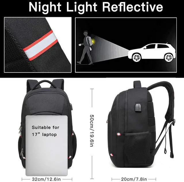 Alt view image 4 of 5 - Della Gao Laptop Backpack for Men, Large Anti-Theft Business Travel Backpack with USB Charging Port, Water Resistant College School Computer Bag for Men/Women for 17 Inch Laptop and Notebook
