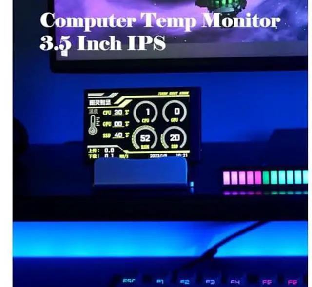 Alt view image 2 of 5 - 3.5 Inch Computer Display CPU HDD Data Monitor, USB C Interface, Computer Temp Monitor, for AIDA64, Brightness Adjustment, Customizable Layout