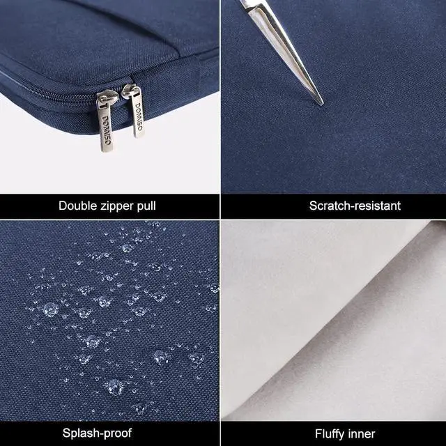 Alt view image 4 of 5 - DOMISO 16 inch Laptop Sleeve Case Water Resistant Shockproof Protective Computer Bag for 16" Dell/HP Pavilion Envy/ThinkPad IdeaPad/ASUS Vivobook,Navy