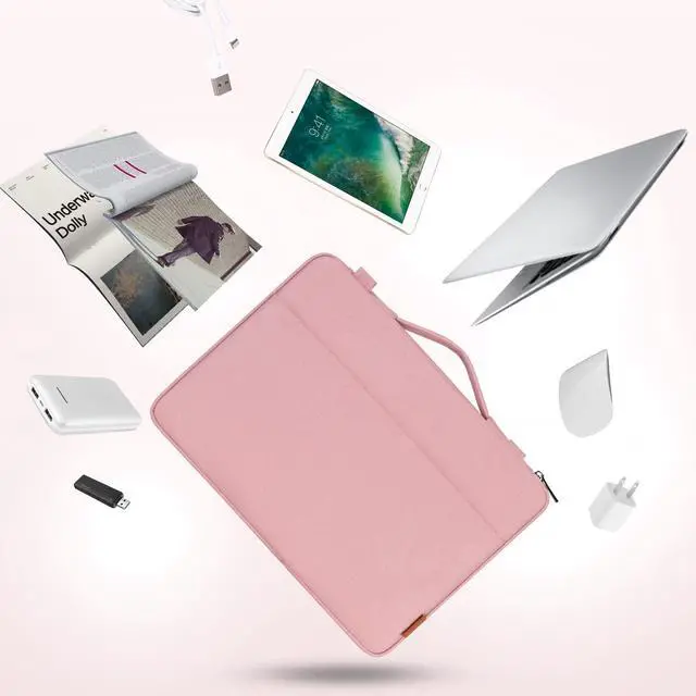 Alt view image 4 of 5 - DOMISO 16 inch Laptop Bag Cover Waterproof Shockproof Notebook Protective Sleeve Case Shoulder Bag Cover for 16" Dell/HP Pavilion Envy/ThinkPad IdeaPad/ASUS Vivobook,Pink