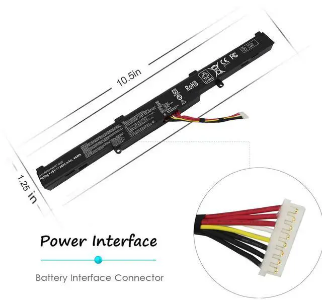 Alt view image 3 of 5 - Vinpera A41-X550E Battery for ASUS X450 X550 X550E X550L X550LB X550V X550Z X550ZA X751L K550 K550D F450 F450C X751m X750j X750ja 15V