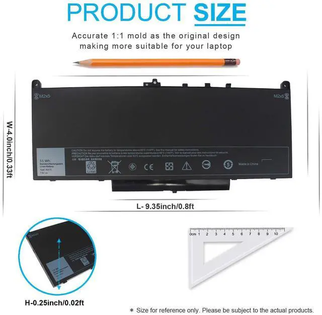 Alt view image 3 of 5 - E7470 E7270 J60J5 Replacement Dell Battery for Dell Latitude E7470 E7270 7470 7270 P26S001 P61G001 Serires Laptop 0MC34Y MC34Y R1V85 242WD GG4FM WYWJ2 1W2Y2 451-BBSX 451-BBSY 451-BBSU Notebook.