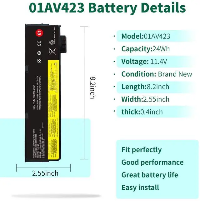 Alt view image 2 of 5 - DMKAOLLK 01AV423 01AV424 Battery for Lenovo ThinkPad T480 T470 T580 T570 P51S P52S A485 A475 TP25 Series SB10K97580 SB10K97597 01AV452 01AV422 17-ak0xx 15-bw0xx