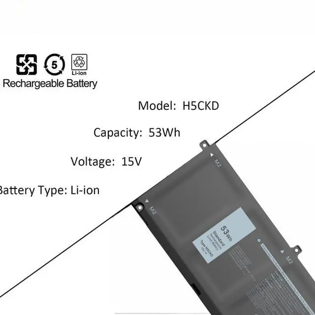Alt view image 2 of 5 - TAUPO H5CKD Battery Fit for Dell Latitude 3410 3510, Inspiron 5400 5406 7405 5401 5402 5502 5508 5509 5408 5409 5501 5300 5301, Vostro 5300 5401 5402 5501 5502 Laptop Battery Replacement 15V 53WH