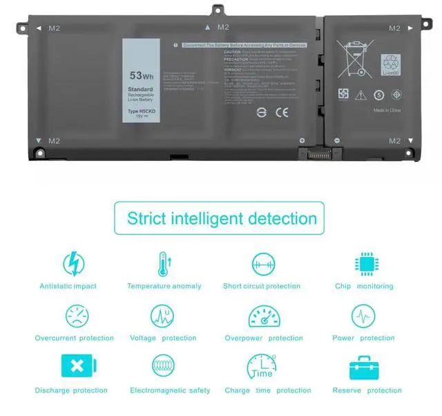 Alt view image 5 of 5 - TAUPO H5CKD Battery Fit for Dell Latitude 3410 3510, Inspiron 5400 5406 7405 5401 5402 5502 5508 5509 5408 5409 5501 5300 5301, Vostro 5300 5401 5402 5501 5502 Laptop Battery Replacement 15V 53WH