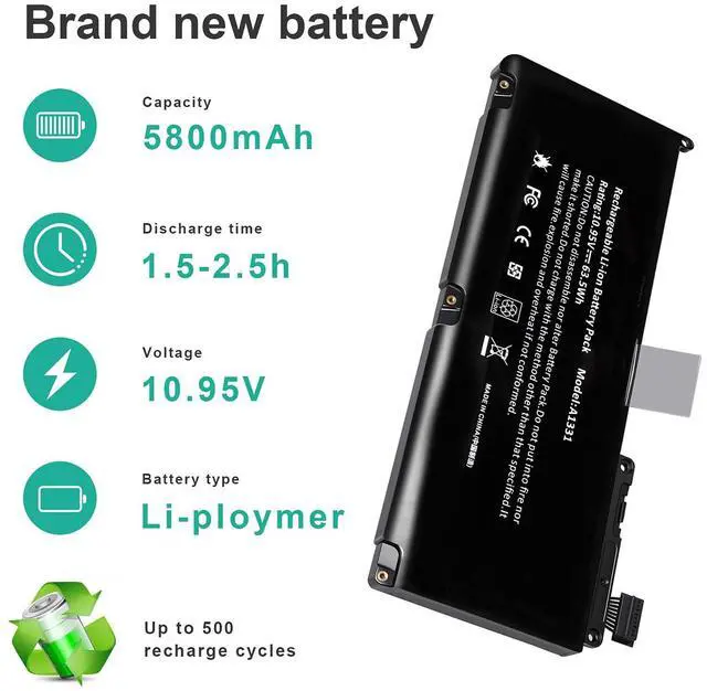 Alt view image 2 of 5 - Fancy Buying A1331 13" A1342 (Late 2009 Mid 2010) Laptop Battery for Apple MacBook Unibody fits 661-5391 020-6582-A MC233LL/A MC207LL/A MC516LL/A