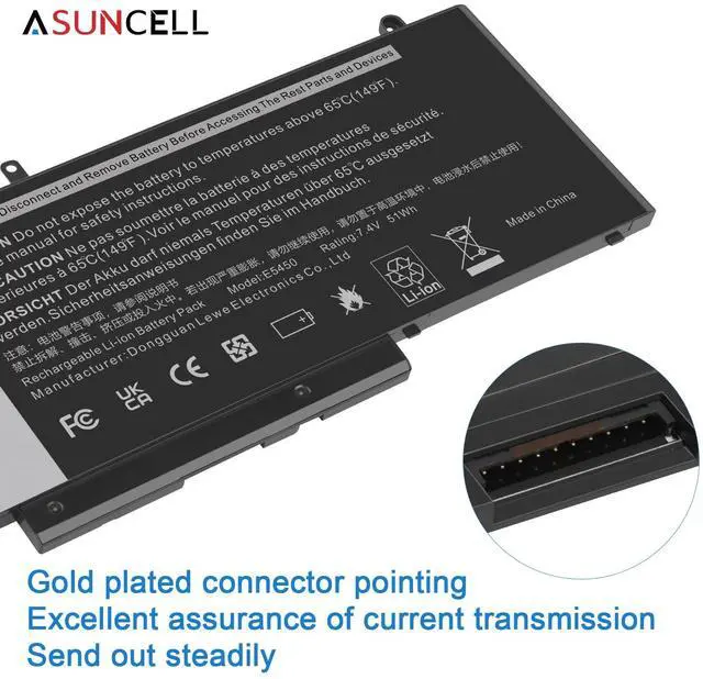 Alt view image 5 of 5 - ASUNCELL 51Wh G5M10 Battery for Dell Latitude 14 E5450 5450 15 E5550 5550 12 E5250 5250 3150 3160 3550 Series VMKXM 451-BBLN G5M10 08V5GX 5XFWC, 7.4V 4-Cell
