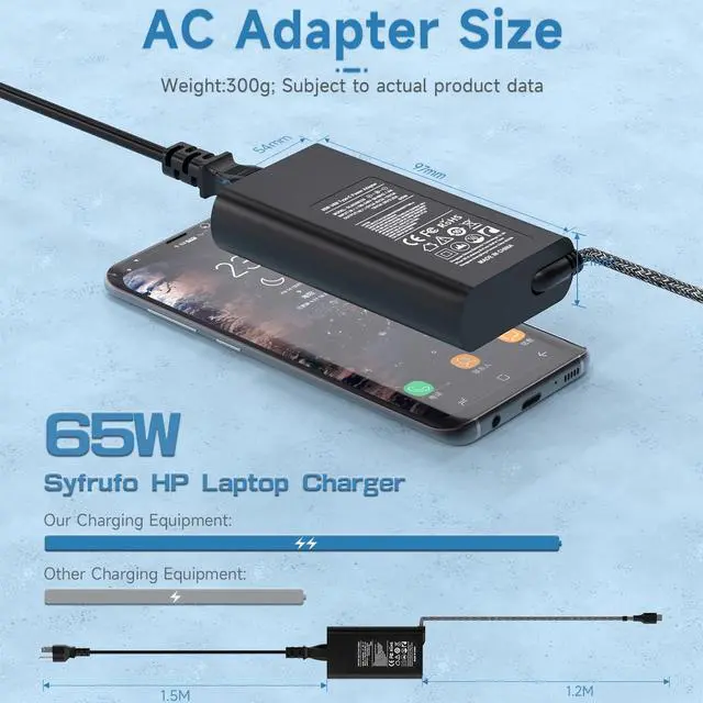 Alt view image 5 of 5 - New Slim 65W USB C Laptop Charger for HP Probook 440 445 450 455 460 465 G8 G9 G10 G11, for EliteBook 830 835 840 845 860 865 640 650 655 1040 G8 G9 G10 G11 Type-C Fast Charging Power Supply Cord