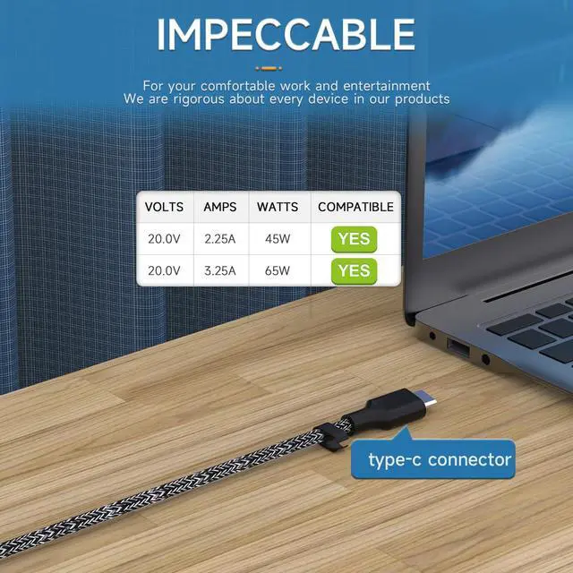 Alt view image 4 of 5 - New Slim 65W USB C Laptop Charger for HP Probook 440 445 450 455 460 465 G8 G9 G10 G11, for EliteBook 830 835 840 845 860 865 640 650 655 1040 G8 G9 G10 G11 Type-C Fast Charging Power Supply Cord