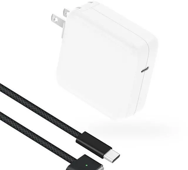 Main image of Charger for MacBook Pro 14 16 inch MacBook Air 13 15 inch 2025 2024 2023 2022 2021 M4 M3 M2 M1 Mac, Super Compact Power Adapter, 6.6FT USB C to 3 Braided Cable LED, Original Quality, Space Black