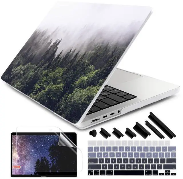 Main image of DONGKE for M4 MacBook Pro 16 Inch Case 2024 2023 2021 A3403 A3186 M3 A2991 M2 A2780 M1 A2485 Pro/Max Chip, Plastic Hard Shell Case & Keyboard Cover for Mac Pro 16 with Touch ID, Forest