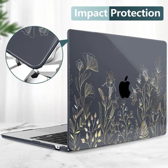 Alt view image 5 of 5 - DONGKE for M4 MacBook Air 13.6 Inch Case 2025 2024 2023 2022 Model A3240 A3113 A2681 M3 M2 Chip, Plastic Hard Shell Case Cover with Touch ID for MacBook Air 13 Inch M4 - Floral Blooming