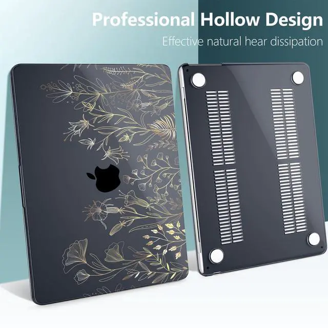 Alt view image 4 of 5 - DONGKE for M4 MacBook Air 13.6 Inch Case 2025 2024 2023 2022 Model A3240 A3113 A2681 M3 M2 Chip, Plastic Hard Shell Case Cover with Touch ID for MacBook Air 13 Inch M4 - Floral Blooming