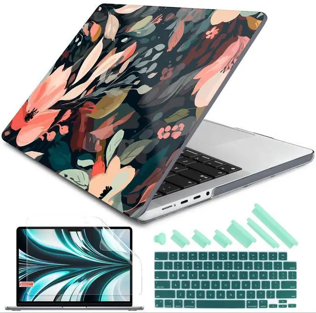 Main image of DONGKE for M4 MacBook Pro 16 Inch Case 2024 2023 2021 A3403 A3186 M3 A2991 M2 A2780 M1 A2485 Pro/Max Chip, Plastic Hard Shell Case & Keyboard Cover for Mac Pro 16 with Touch ID, Painted Florals