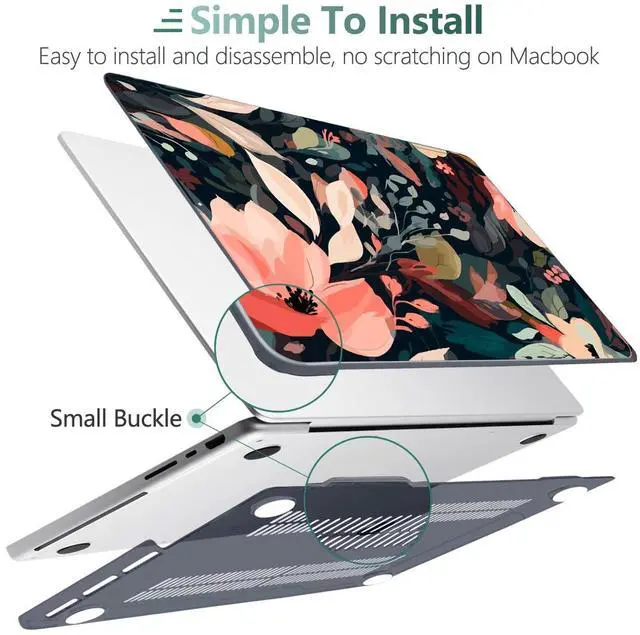 Alt view image 4 of 5 - DONGKE for M4 MacBook Pro 16 Inch Case 2024 2023 2021 A3403 A3186 M3 A2991 M2 A2780 M1 A2485 Pro/Max Chip, Plastic Hard Shell Case & Keyboard Cover for Mac Pro 16 with Touch ID, Painted Florals