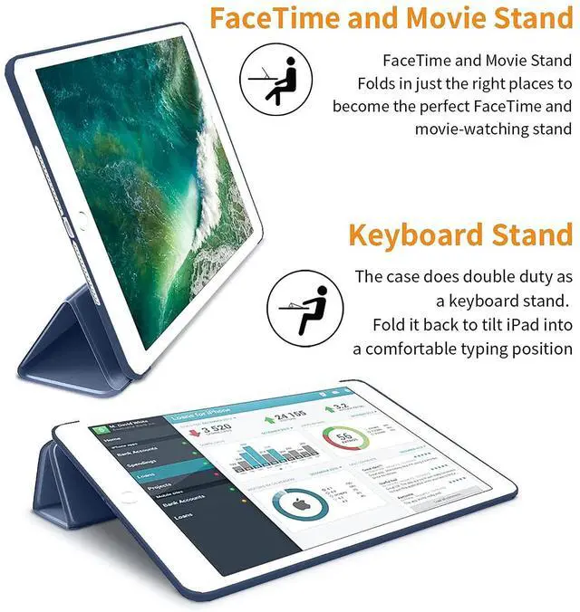 Alt view image 4 of 5 - DuraSafe Cases for iPad 10.5 Inch Air 3rd Gen [ PRO 10.5 Air 3 ] 2017/2019 A1701 A2152 A2123 MUUL2LL/A MUUK2LL/A MUUJ2LL/A MQDX2LL/A MQDT2LL/A Smart Auto Sleep/Wake Honeycomb TPU Back Cover - Indigo