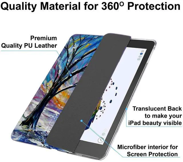 Alt view image 5 of 5 - DuraSafe Cases iPad 5 2017 iPad 6 2018-9.7 Inch MP242LL/A MP252LL/A MPGA2LL/A MRM52LL/A MR702LL/A MR6Y2LL/A Printed Slim Protective PC Dual Angle Stand Clear Flip Back Cover - Color Emblem