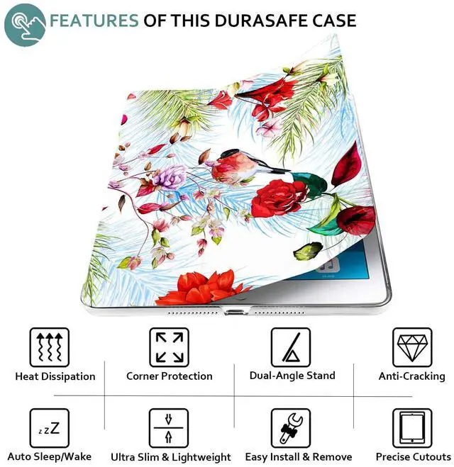 Alt view image 5 of 5 - DuraSafe Cases for iPad PRO 12.9 3 [ 3rd Generation 2018 ] A1876 A2014 MTHN2LL/A MTHU2LL/A MTEL2LL/A MTEM2LL/A Trifold Printed PC Lightweight Protective Clear Back Cover - Birds & Flowers