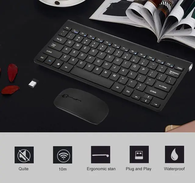 Alt view image 3 of 5 - Keyboard Mouse Combo, 2.4GHz Slim Keyboard and Mouse Kit for Desktop, Computer, PC(Black)