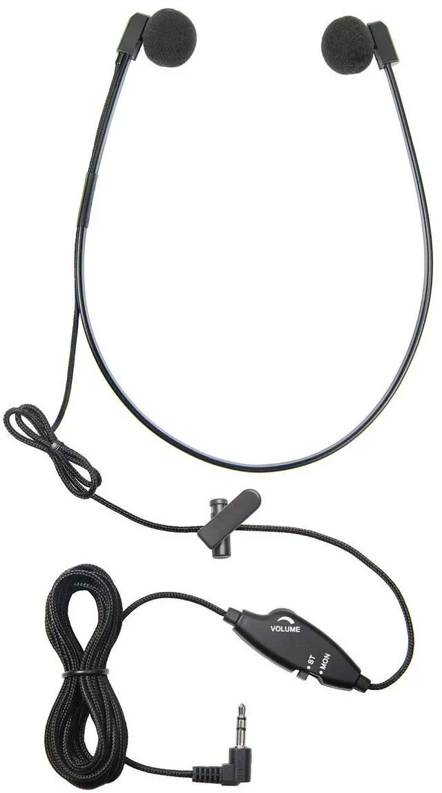 Main image of ECS WordHear-O 3.5mm Transcription Headset with in-line Stereo/Mono & Volume, Under Chin, 10' Cord, Clothing Clip, 3 Extra Pair Ear sponges, Compatible with Computer & transcribers with a 3.5mm Jack
