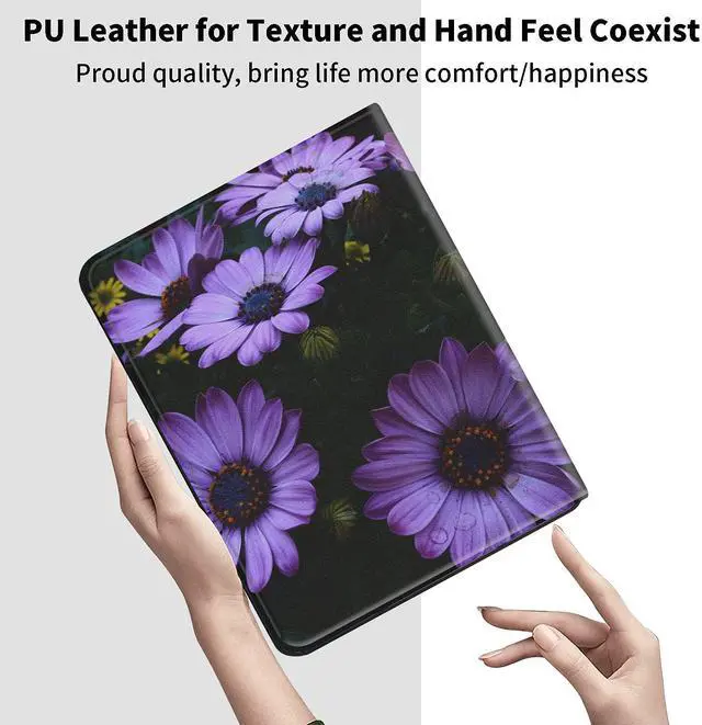 Alt view image 5 of 5 - Case for Samsung Galaxy Tab S8 Plus 2022/ Tab S7 FE 5G 2021/ Tab S7 Plus 2020 Tablet 12.4 Inch, Premium PU Leather Case Ultra Slim Fit Shockproof Stand Folio Cover, Purple Flower Floral