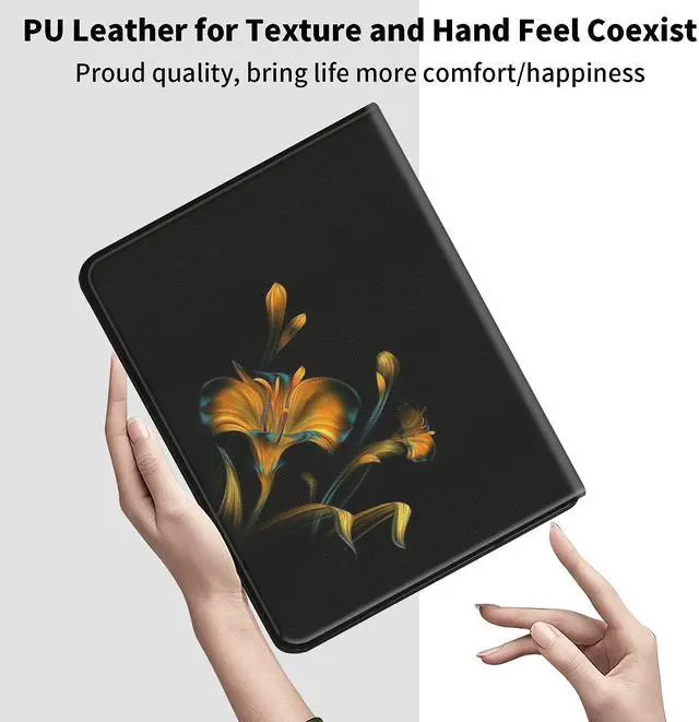 Alt view image 5 of 5 - Case for Samsung Galaxy Tab S8 Plus 2022/ Tab S7 FE 5G 2021/ Tab S7 Plus 2020 Tablet 12.4 Inch, Premium PU Leather Case Ultra Slim Fit Shockproof Stand Folio Cover, Shining Flower