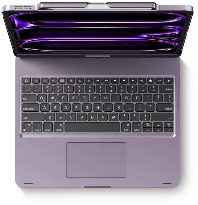 Main image of edaiser Swivel Keyboard Case for Apple 2025 iPad Air 13-inch (M3-M2), iPad Pro 13 inch M4 2024, iPad Pro 12.9-inch (6th-3rd Gen); Rotatable Cover with Pencil Holder, Trackpad, Backlit, Purple