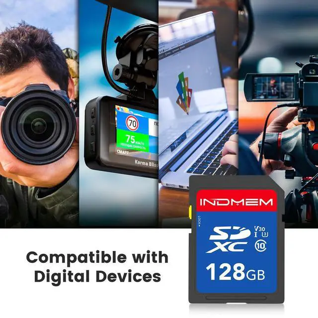 Alt view image 4 of 5 - INDMEM 128GB SD Card 2Pack, C10, U3, V30, High Speed up to 90M/S, SDXC UHS-I Memory Cards, Full HD & 4K Video Compatible with Digital Camera, HD Camcorders, DSLR and PC, 128GB(2 pc)