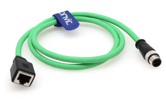 Main image of Eonvic Industrial Ethernet M12 4 Pin Male D-Code to RJ45 Female Gigabit High Flex Cat6 Shielded Ethernet Extension Cable, 4pin Male M12 to RJ45 Female 1M