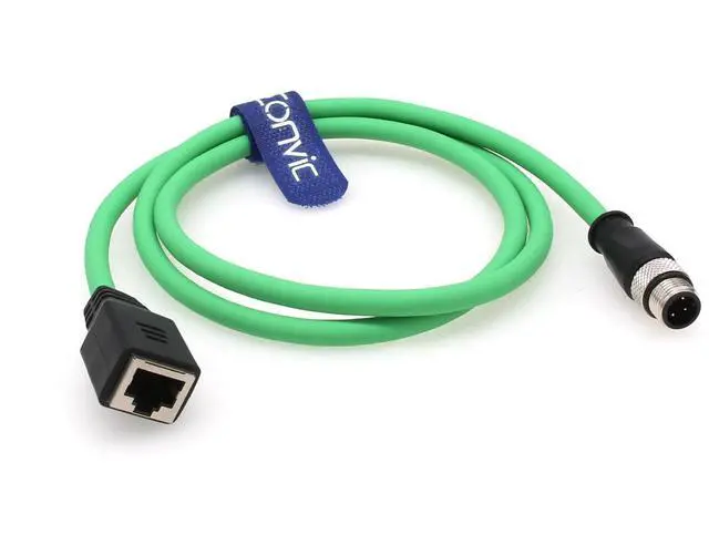 Alt view image 2 of 4 - Eonvic Industrial Ethernet M12 4 Pin Male D-Code to RJ45 Female Gigabit High Flex Cat6 Shielded Ethernet Extension Cable, 4pin Male M12 to RJ45 Female 1M