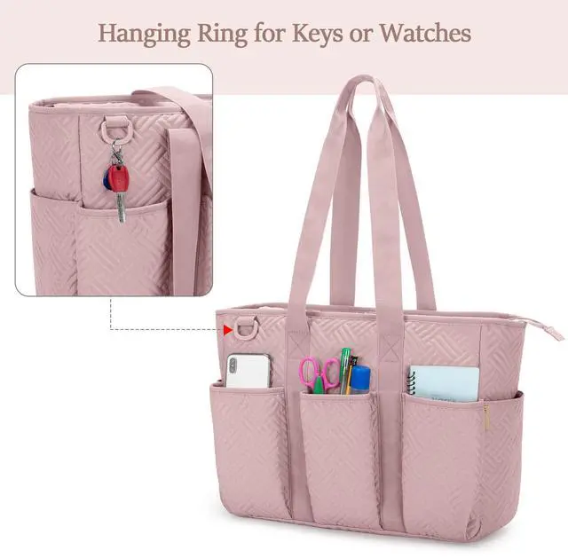 Alt view image 3 of 5 - Fasrom Women's Large Tote Bag - Work Bag with Laptop Compartment, Pink