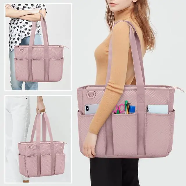 Alt view image 5 of 5 - Fasrom Women's Large Tote Bag - Work Bag with Laptop Compartment, Pink