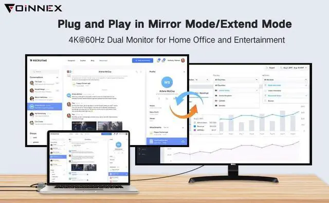 Alt view image 4 of 5 - FOINNEX HDMI to DisplayPort Adapter, Unidirectional 4K@60Hz Male to Female Compatible With Computer to DP Monitor (USB for Power)