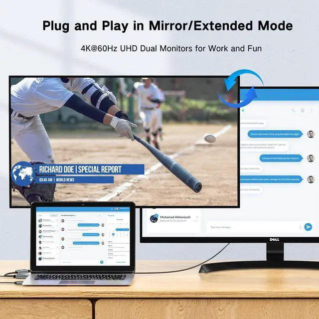 Alt view image 2 of 5 - FOINNEX HDMI to DisplayPort Adapter, Unidirectional 4K@60Hz Male to Female Compatible With Computer to DP Monitor (USB for Power)