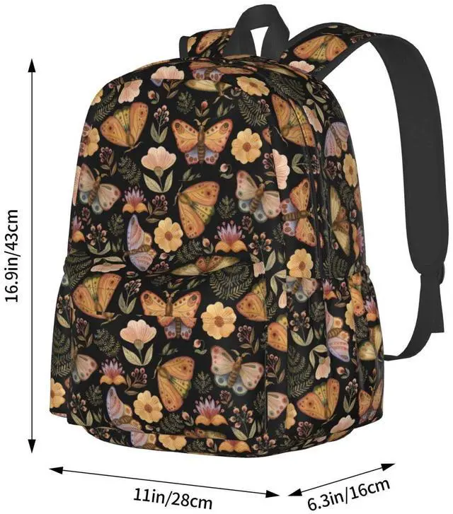 Alt view image 2 of 5 - FREEHOTU Moth Butterfly Witchy Backpack For Men Women With Adjustable Padded Shoulder Straps Daypack For College Travel