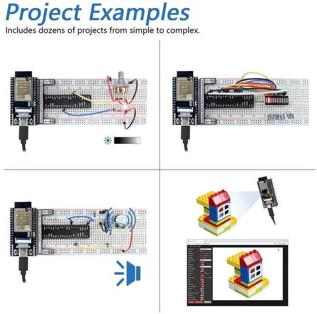 Alt view image 4 of 5 - Freenove Basic Starter Kit for ESP32-WROVER CAM (Included), Dual-core 32-bit 240 MHz Microcontroller, Onboard Camera Wireless, Python C Code, 400-Page Detailed Tutorial, 141 Items, 58 Projects