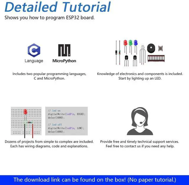 Alt view image 5 of 5 - Freenove Basic Starter Kit for ESP32-WROVER CAM (Included), Dual-core 32-bit 240 MHz Microcontroller, Onboard Camera Wireless, Python C Code, 400-Page Detailed Tutorial, 141 Items, 58 Projects