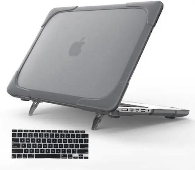 Main image of Funut for MacBook Air 13 inch Case 2018 2019 2020 Release M1 A2337/A2179/A1932, Heavy Duty Hard Shell Cover with Fold Kickstand Shockproof Function & Keyboard Cover for Air 13 inch Touch ID,Gray