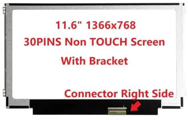 Alt view image 3 of 5 - FULLCOM New LCD Replacement Screen HD 1366x768 (Non Touch) 11.6 Inch Hp Chromebook 11 G3 G4 EE G5 G6 G7 G9 EE 11A G8 (Side Brackets) 30 Pin Matte for Laptop/Display/Screen/LCD Application