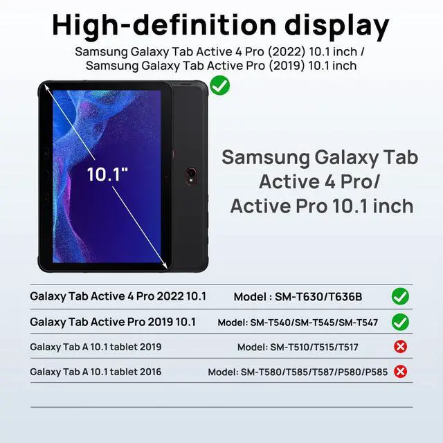 Alt view image 2 of 5 - Gerutek Case for Samsung Galaxy Tab Active4 Pro 2022/Tab Active Pro 2019 10.1", Heavy Duty Shockproof Drop Protection Case with Screen Protector Pencil Holder 360deg Rotating Stand Handle Strap, Black