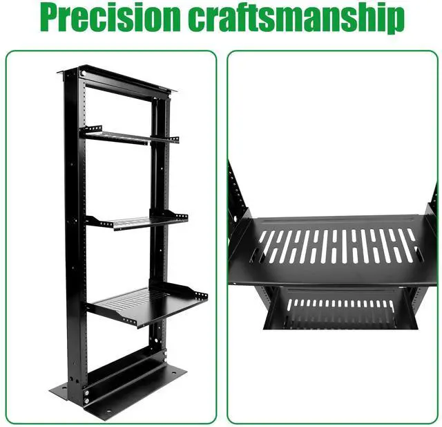 Alt view image 4 of 5 - 2 Pack 1U 10" Server Rack Tray Shelf - Universal Vented Rack Mount Cantilever Tray for 19" Network Equipment Rack & Cabinet - Heavy Duty Steel Weight Capacity 55lb Black (1U10, 10INCH)